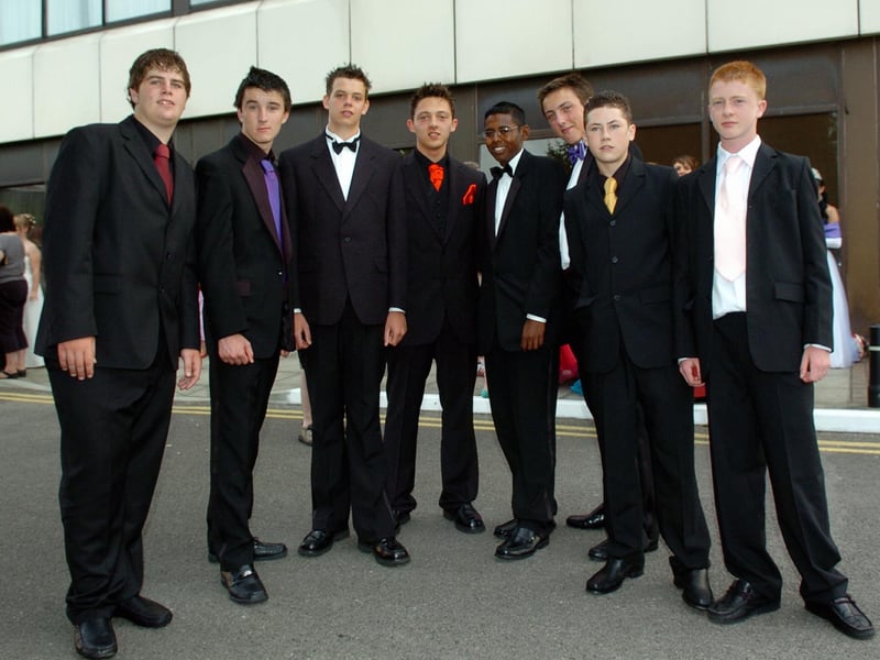 James Sillence (16), Liam Croft (16), James Brown (16), Gary Leighfield (16), Terence Carvalho (15), Harrison Wood (16), Daniel Feltham (16), Michael Schouller (16) attended St Edmund's Catholic School's prom at The Marriott Hotel in Portsmouth in July 2006. Picture: (062937-85)