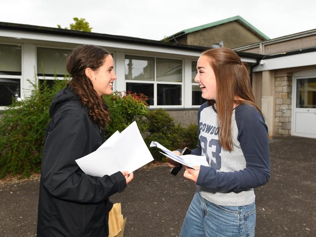 GCSE exam results day at King's Academy Bay House in Gosport, Hampshire.L-R Tilly Baldock 16 and Amelia Claridge 16Please credit: Paul Jacobs/pictureexclusive.com