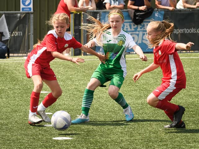 Girls' football action from the Havant & Waterlooville Summer Tournament. Picture: Keith Woodland (030621-175)