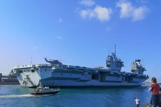 HMS Queen Elizabeth arrives into Portsmouth on September 13, 2020. Picture: Ben Dollery