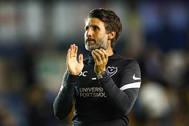 Danny Cowley claps the away fans following the Carabao Cup First Round match between Millwall and Portsmouth (Photo by Jacques Feeney/Getty Images)