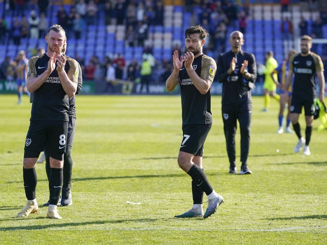 Ryan Tunnicliffe and Joe Rafferty applaud the fans in the away end at the final whistle.