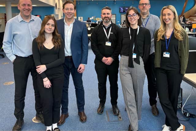 Cllr Chris Attwell and Portsmouth City Council's surveying apprentices and their managers