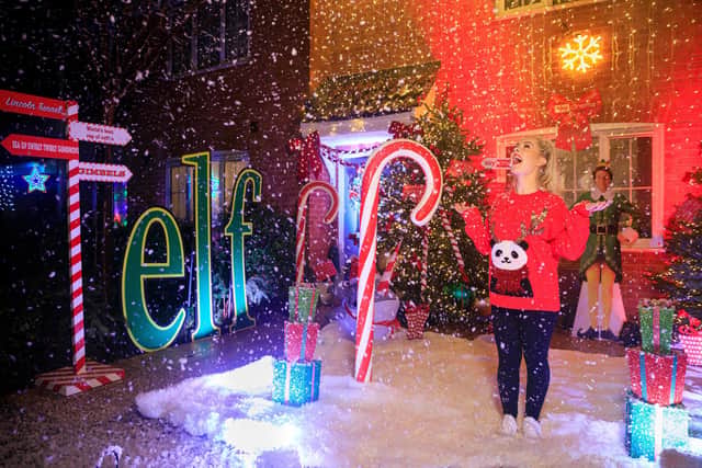 Courtney Chanel with her Elf-inspired decorations. Picture: Oliver Dixon