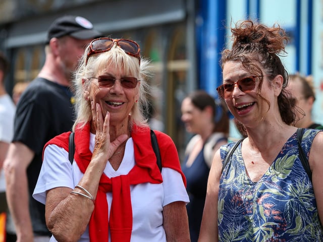Jill Morgan and her daughter, Tania Lee, right. Ports Fest mardi gras parade, Albert Road, SouthseaPicture: Chris  Moorhouse (290624-282)