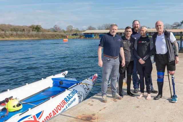 Some of the Team Endeavour members at a day of racing on April 8, 2023. Pictured is: David Taylor, Aaron Hilton, John Pritchard, John Shepard and David Gardiner. Picture: Whendie Backwell.