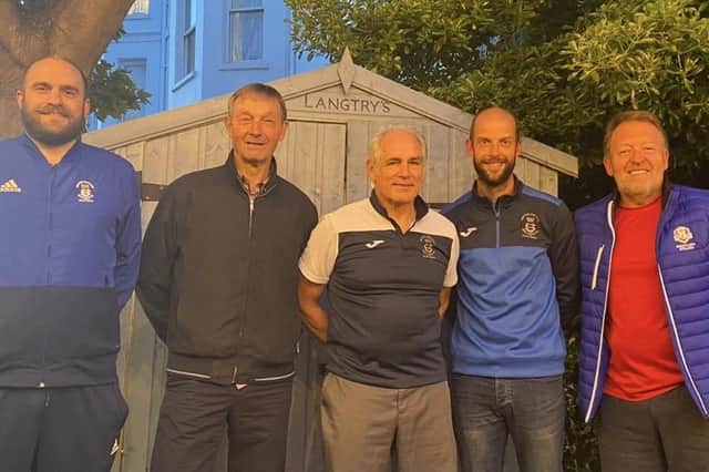 A new era for US Portsmouth (from left) Tom Grice (manager), Henry Millington (director of football), Bob Brady (secretary), Tom Jeffes (assistant manager), Hughie Doyle (newly-appointed vice chairman)