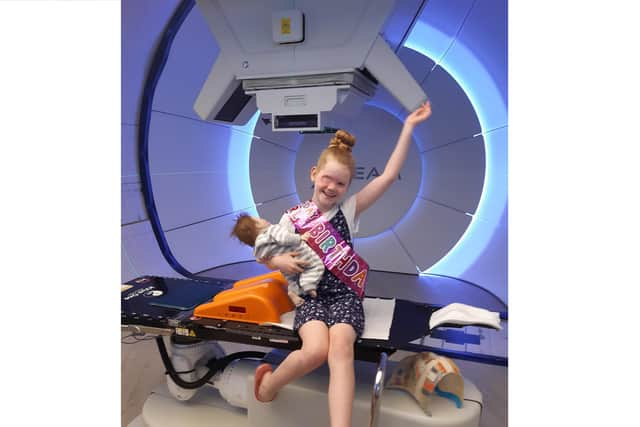 Elizabeth Rooney, from Gosport, having treatment on her birthday. Picture: Cancer Research UK