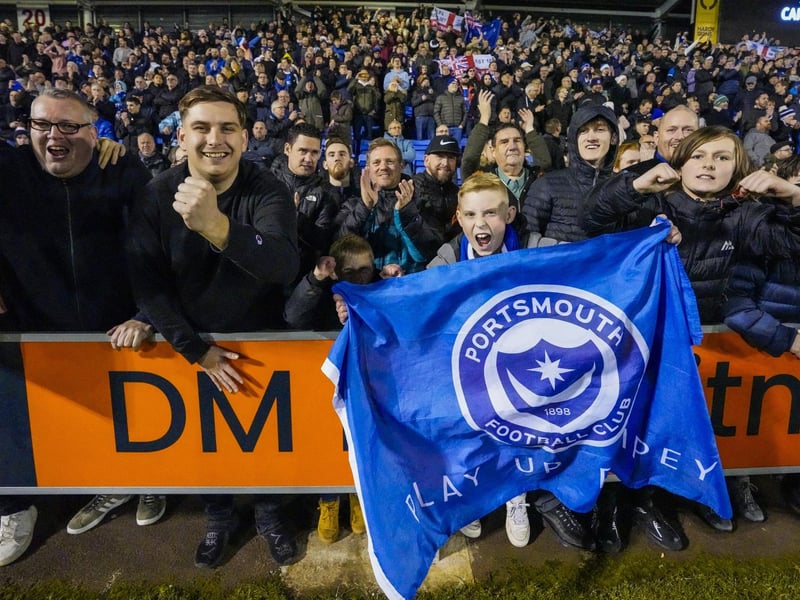Pompey were accompanied by more than 1,500 fans for the trip to Shrewsbury
