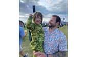 Rudy, four, with dad Rhys Bingham. Naval engineer Rhys is cycling from his childhood home in Leicester to his current home of Portsmouth to raise money for his son, who needs expensive ongoing healthcare.