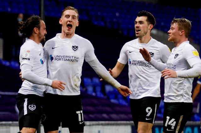 Ronan Curtis, second from left, celebrates at Ipswich. Picture: Simon Davies