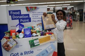 Pre-packed food donation bags are available at large stores in Portsmouth.