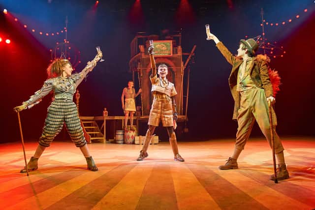 Ellie Dickens, Matthew O'Shea, Lewis Renninson and Richard Chapman in CFYT's Christmas 2020 show, Pinocchio. Photo by Manuel Harlan