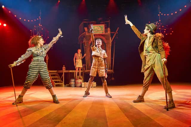 Ellie Dickens, Matthew O'Shea, Lewis Renninson and Richard Chapman in CFYT's Christmas 2020 show, Pinocchio. Photo by Manuel Harlan