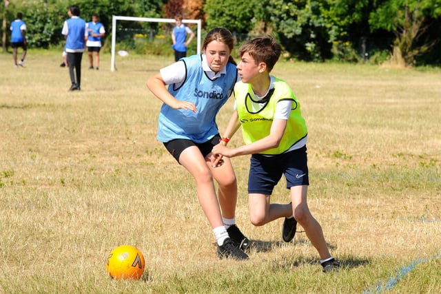 Year 8's have a go at football (150623-8494)