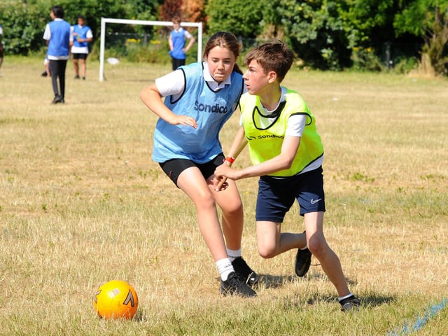 Year 8's have a go at football (150623-8494)