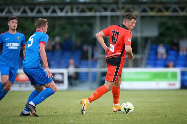Kieran Roberts, right,  has scored five goals in his last three AFC Portchester outings. Picture: Chris Moorhouse
