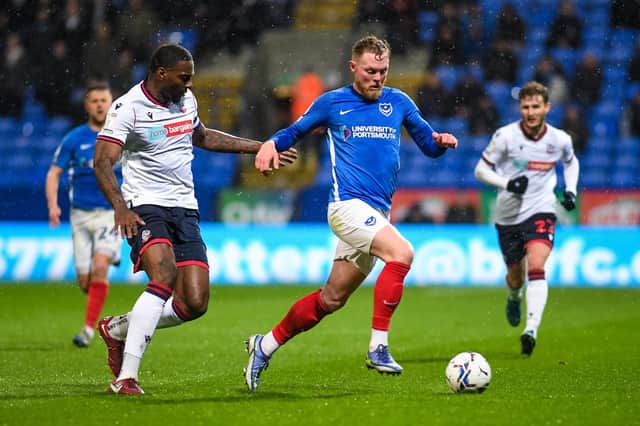Aiden O'Brien runs at the Bolton defence in the first half of the League One clash. Picture: Philip Bryan/ProSportsImages