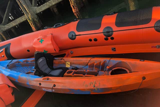 The empty kayak was recovered in the early hours of Tuesday morning. Picture: HM Coastguard