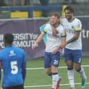 Hawks defender Josh Passley, right, has recovered from a chest infection and is in contention for a return at Maidstone United Picture: Dave Haines