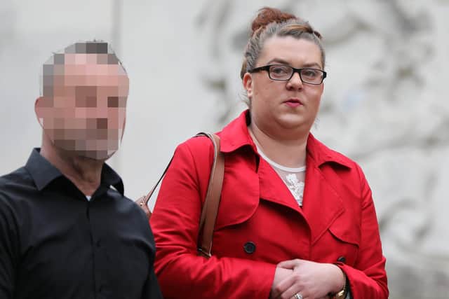 Paula Beer outside Portsmouth Crown Court (110320-003)