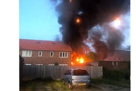 More than 20 fire fighters spent four hours tackling the blaze in the retail park in Southampton Road last night.
Picture: Andrew Griffin