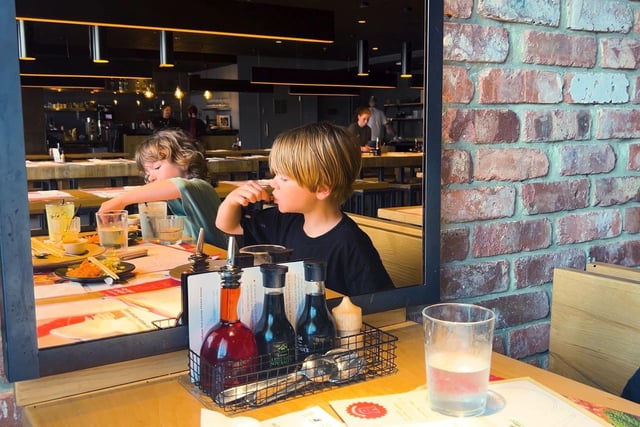 Enjoying a bite to eat at Gunwarf Quays