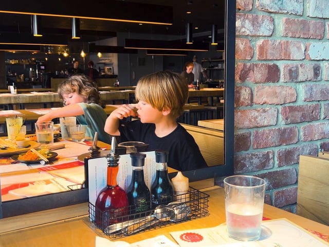 Enjoying a bite to eat at Gunwarf Quays