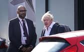 Former Prime Minister Boris Johnson arrives at Gatwick Airport in London, after travelling on a flight from the Caribbean, following the resignation of Liz Truss as Prime Minister. Picture date: Saturday October 22, 2022.