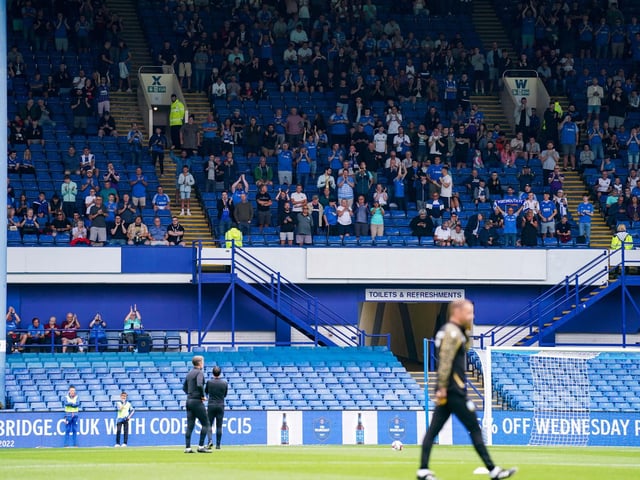Danny Cowley applauds the travelling faithful ahead of kick-off.