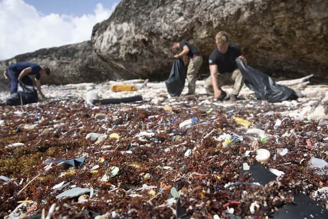 Some of the plastic rubbish left strewn on the beach.