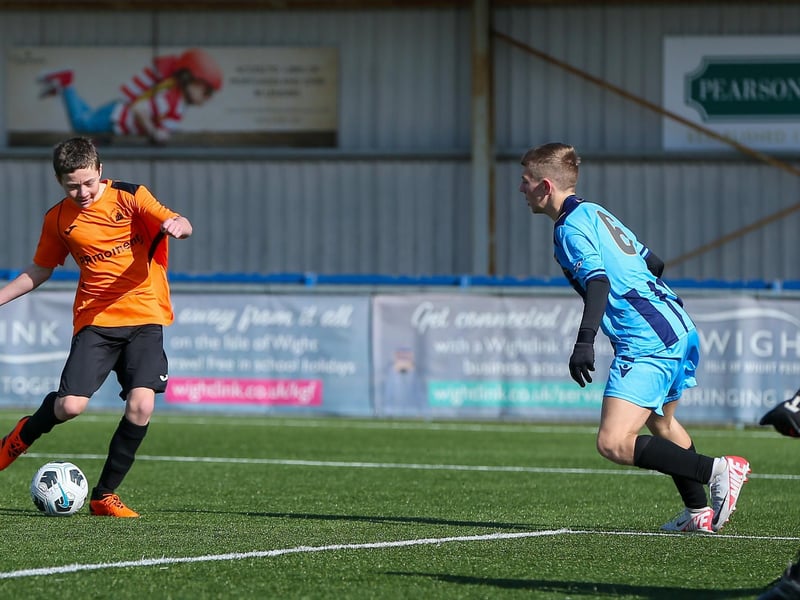 Castle United (orange) v Fleetlands Reds. Picture: Chris Moorhouse