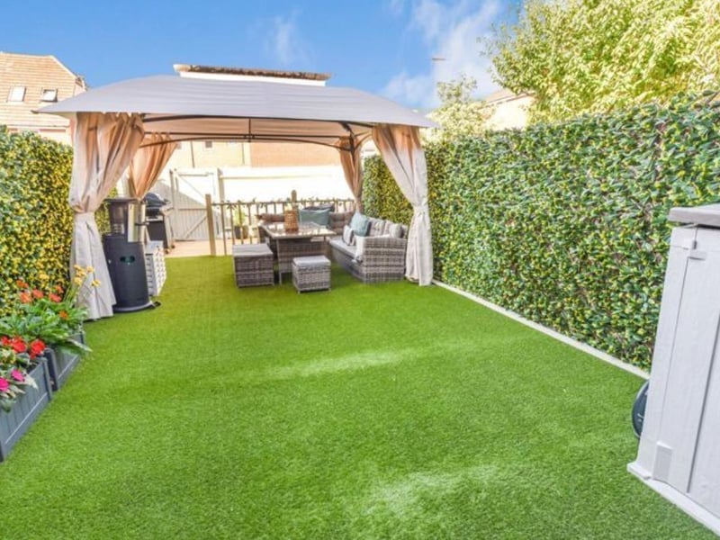 This property comes with four bedrooms, two bathrooms, a reception room and a well-presented garden.