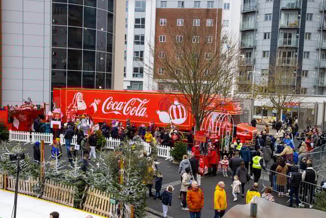 The Coca Cola Truck in Gunwharf Quays, Portsmouth, in 2023. The Christmas lorry is returning to the city on December 14.