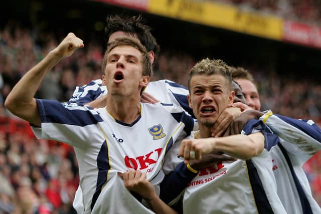 Andres D'Alessandro, right, celebrates his goal in Pompey's 2-1 defeat at Charlton in April 2006. Picture: Jamie McDonald/Getty Images