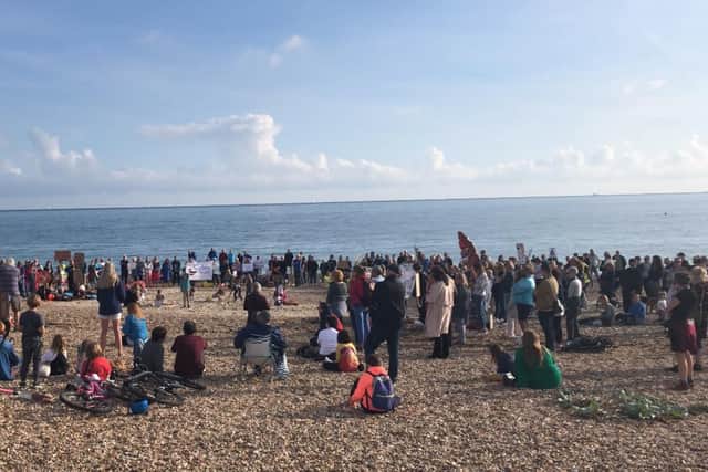 Stop The Sewage has rallied hundreds of residents to Eastney beach to protest sewage and litter in the Solent's waters. Picture: Richard Lemmer
