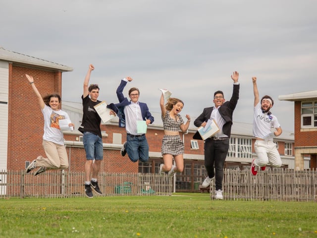 Pictured: Students celebrating their results. Picture: Habibur Rahman