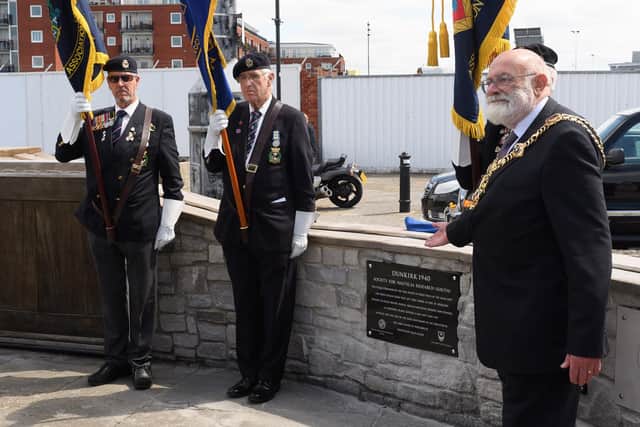 Pictured is: Lord Mayor, Cllr Hugh Mason unveils the plaque.
Picture: Keith Woodland (280521-41)