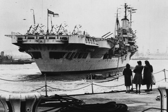 The old HMS Illustrious pictured in Portsmouth in 1953. The News PP694