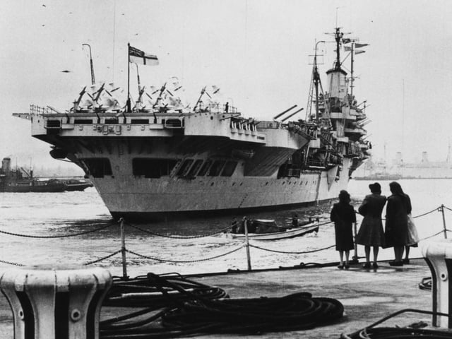 The old HMS Illustrious pictured in Portsmouth in 1953. The News PP694