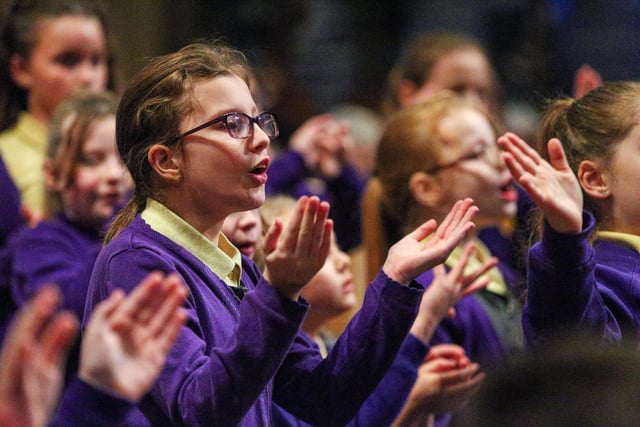 School choir. The News Carol Service, St Mary's Church, Fratton, Portsmouth
Picture: Chris Moorhouse (jpns 081223-33)