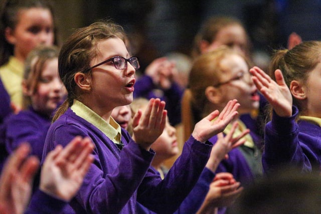 School choir. The News Carol Service, St Mary's Church, Fratton, Portsmouth
Picture: Chris Moorhouse (jpns 081223-33)