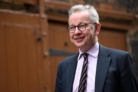 Britain's Housing Secretary Michael Gove arrives to attend a Cabinet away day at Middleport Pottery on May 12, 2022 in Stoke on Trent, England. Photo by Oli Scarff - WPA Pool/Getty Images