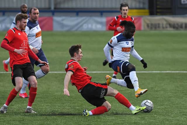 Hawks in action during a recent game against Eastbourne Borough - the National League South season has now been suspended until Friday, February 5. Picture: Neil Marshall