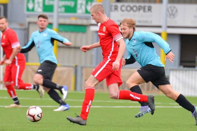 Stubbington's Tom Knibbs in possession against Burrfields. Picture: Martyn White.