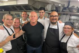 Ross Kemp with the team from Becketts in Southsea 
