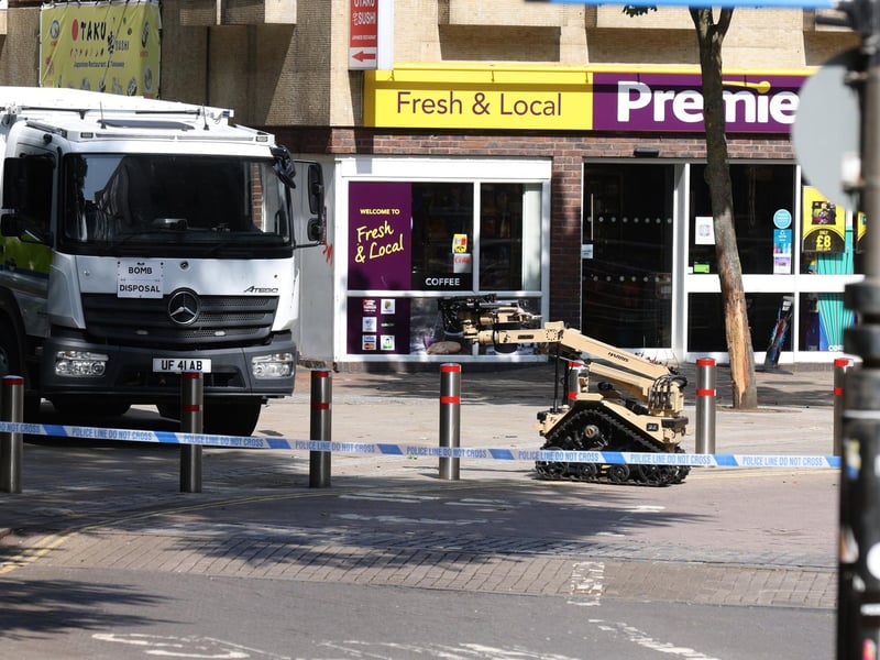 The explosive disposal unit being deployed.