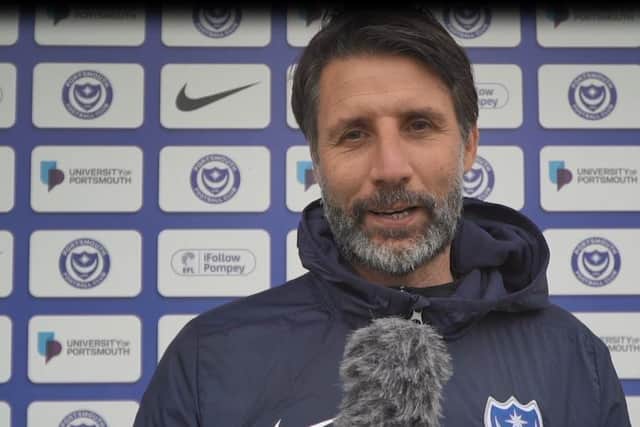 Pompey coach Danny Cowley in the Action Man video