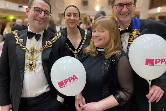 GENEROSITY: TV celebrity Reverend Kate Bottley, front centre, was guest speaker.