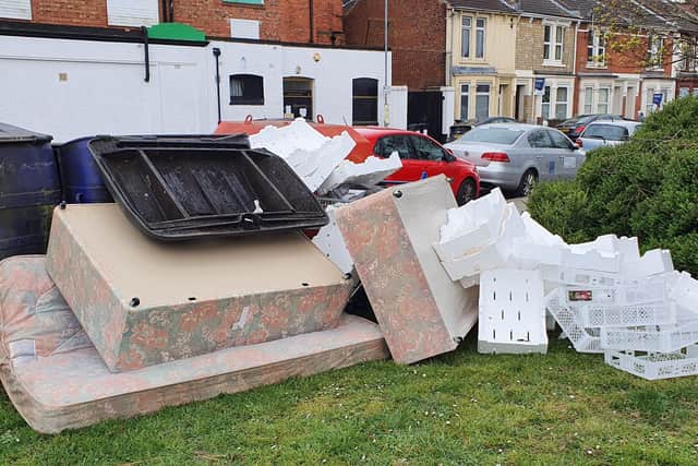 Fly-tipping on Bradford Road in Portsmouth in April this year - one of the incidents which saw a CCTV camera installed Picture: Brian Morgan